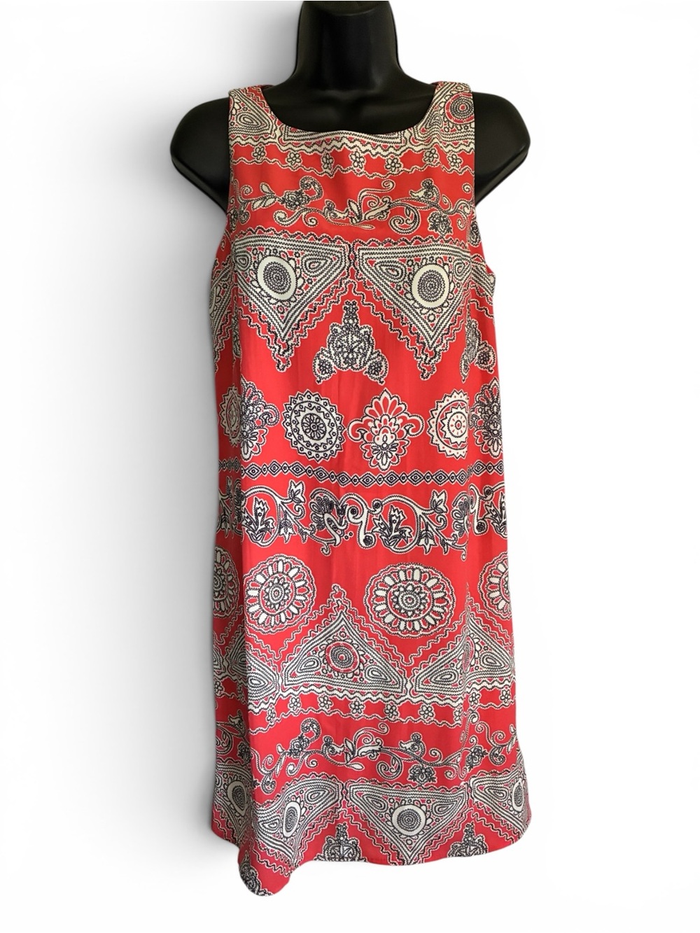 NWOT Renee C Paisley Coral Sleeveless Bohochic Indie Vacation Tunic Dress Size S